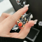 Finger Ring With Ancient Style Dark And Fashionable Personality Drop Glazed Ring Niche Design Temperament Fashionable Jewelry