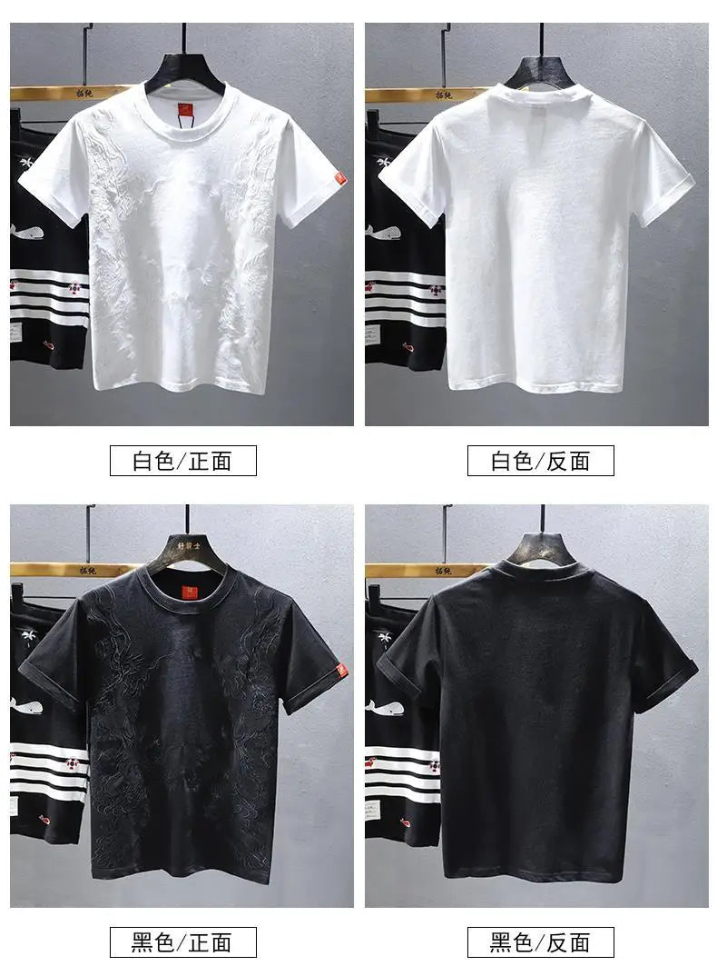 Embroidered Short-sleeved T-shirt for Men Summer New Casual Versatile Half-sleeved Undershirt