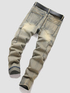 Men’s trendy street style straight-leg workwear non-stretch jeans.