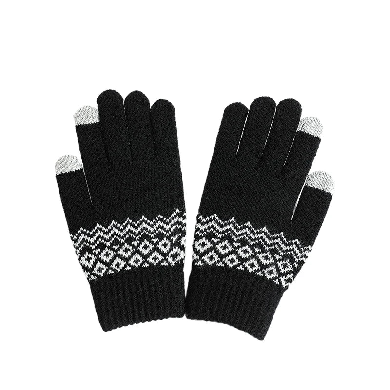 Knitted Full 1Pair Finger Gloves Winter Thicken Warm Touch Screen Gloves for Men Women Gloves Cycling Riding Gloves Ski Gloves