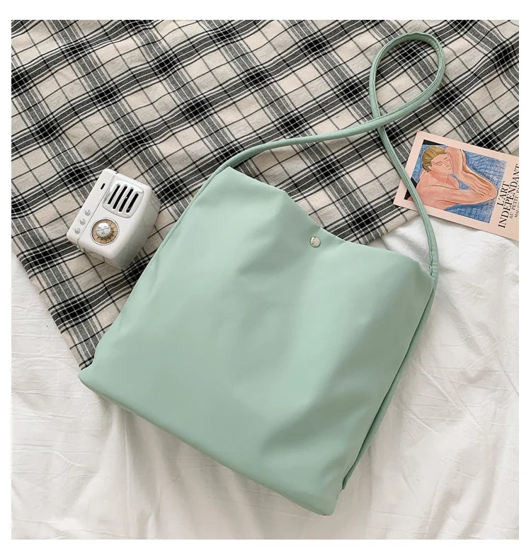 Simple Casual Women's Tote Bags New Large Capacity Commute Shopping One Shoulder Bags Trend All-matched Handheld Cloth Bags