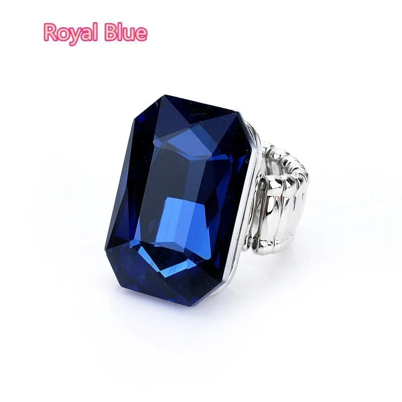Personality Elegant Big Ring for Women 7 Colors Big Resin Stone Fashion Elastic Stretch Finger Rings Jewelry Christmaswholesale