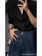 Italian Shirt Men's Trendy Slim Long Sleeve Light Luxury Style Suit Inner Shirt Hairstylist Stripes