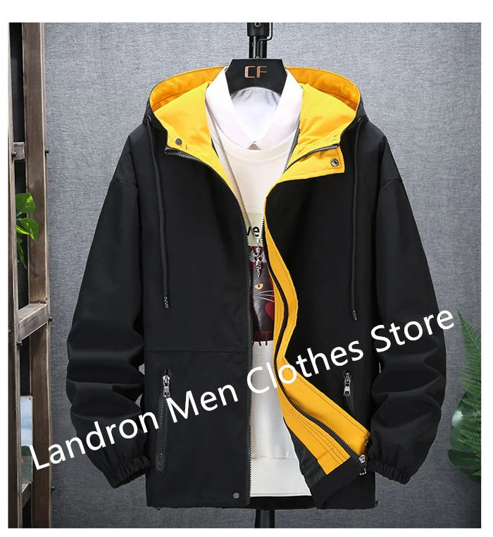 Hooded Windbreaker Man 8XL 7XL Japanese Casual Blouson Jaket Hoodies Black Male Plus Size 6XL Bomber Spring Autumn Clothes Coats