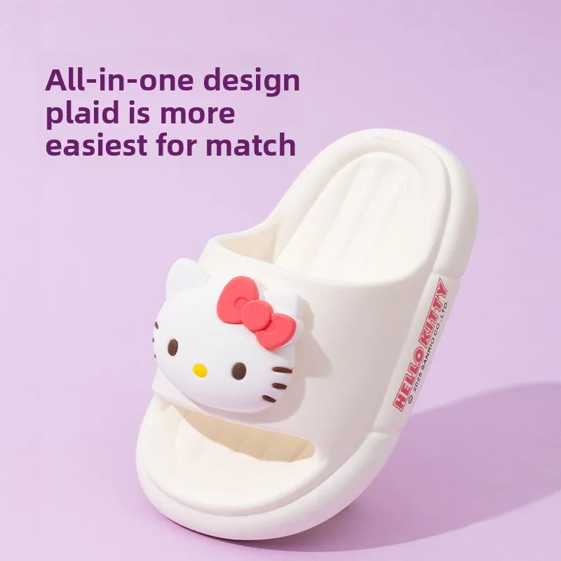 Sanrio Summer Cartoon Kuromi Children's Slippers Girl Slipper Kids Cute Indoor Home Bathroom Shoes Boy Flip Flops