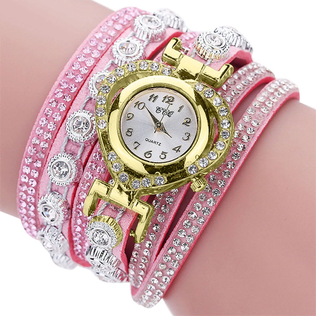Gorgeous Women'S Diamond Inlaid Watch Retro Sparkling Crystal Bracelet Multiple Exquisite Dials Simulated Quartz Watch For Women