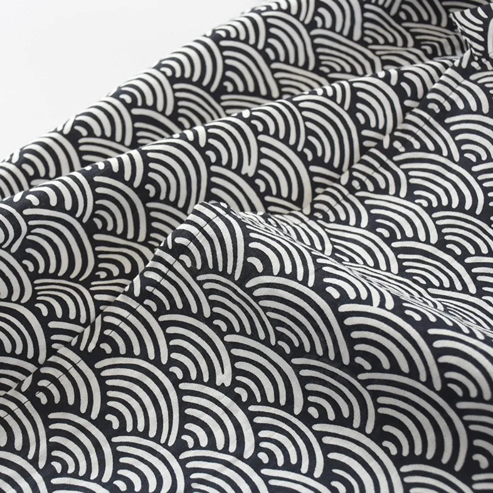 Bath Robe V-Neck Men's Kimono Bathrobe Long Sleeve Loose Kimono Pajamas Print Thin Japanese-Style Yukata Bath Wear