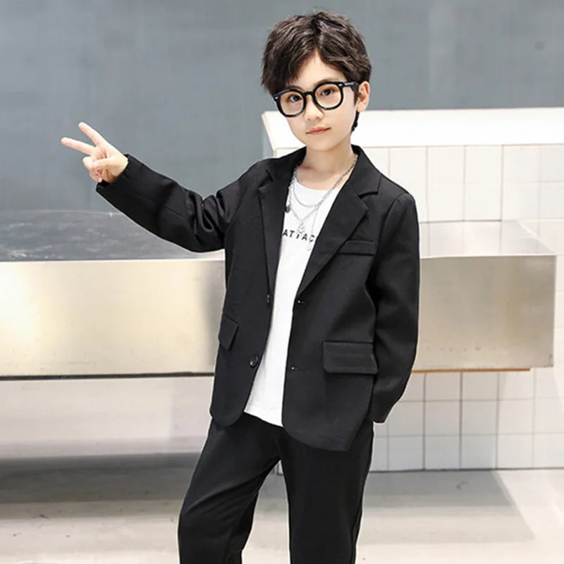 Formal Boys Suits for Weddings Blazers Jacket Spring Autumn Toddler Classical Black Clothes Kids Coat 4 5 7 9 11 13 14Years Old