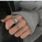 Irregular Pleated Ring for Women Men Open Adjustable Rings Wide Trendy Finger Rings Y2K Accessories Fashion Punk Jewelry