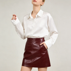 Women's Shirts & Blouses Spring Autumn New Long Sleeve Button Up White Satin Top Thin Office Lady Work Wear Female Clothing Hot