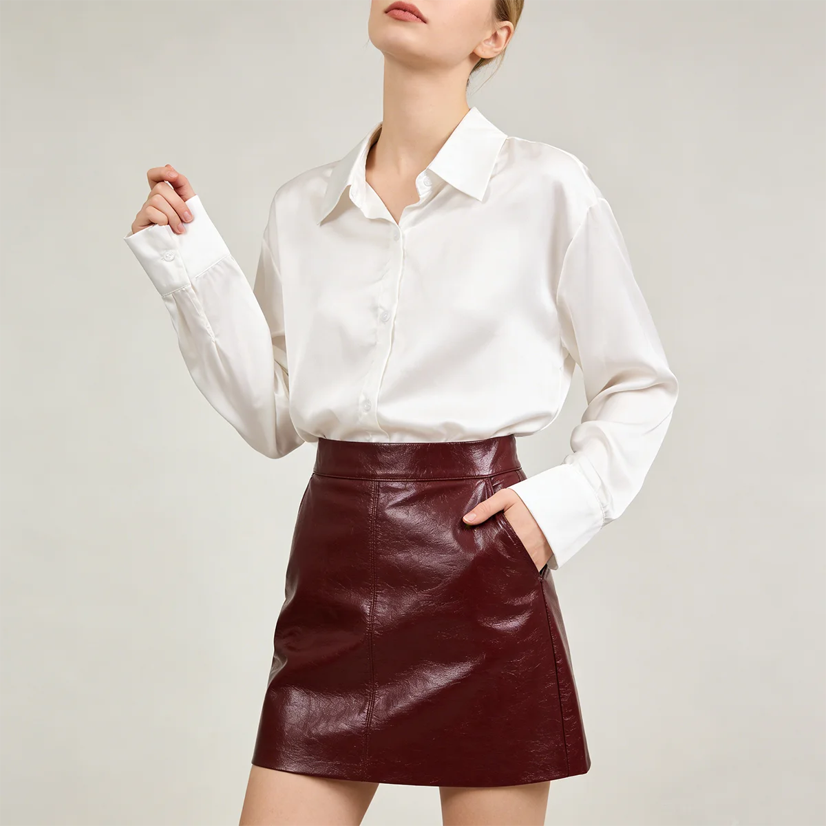 Women's Shirts & Blouses Spring Autumn New Long Sleeve Button Up White Satin Top Thin Office Lady Work Wear Female Clothing Hot