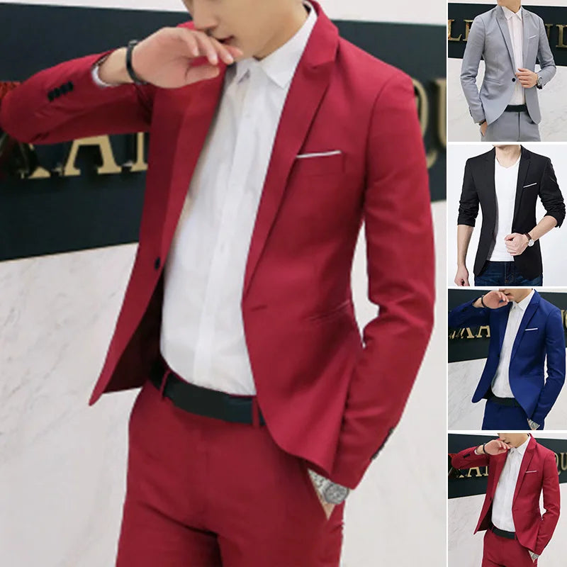 Jacket Suit Coat Men's Formal Casual Cotton blends Business One Button Outwear Lightweight Stylish Slim Fit Suitable
