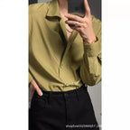 Italian Shirt Men's Trendy Slim Long Sleeve Light Luxury Style Suit Inner Shirt Hairstylist Stripes