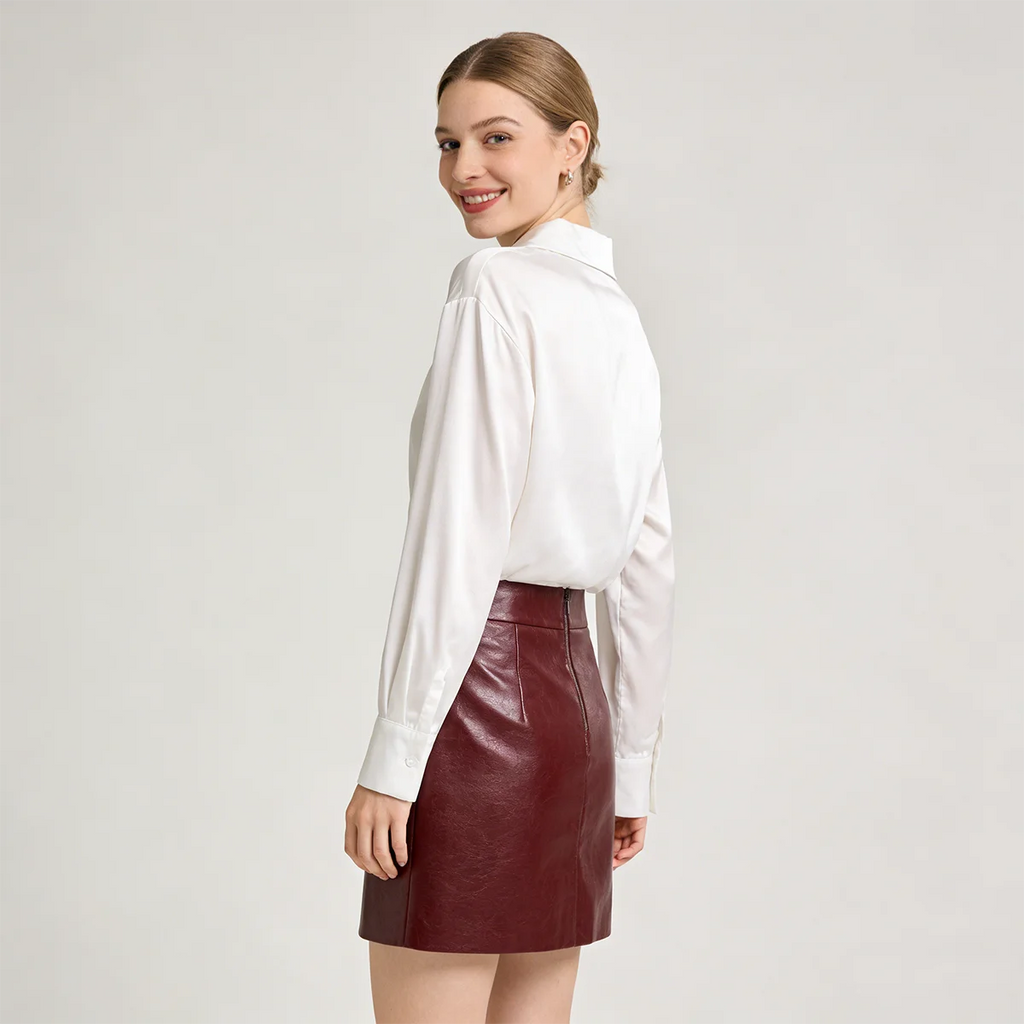 Women's Shirts & Blouses Spring Autumn New Long Sleeve Button Up White Satin Top Thin Office Lady Work Wear Female Clothing Hot
