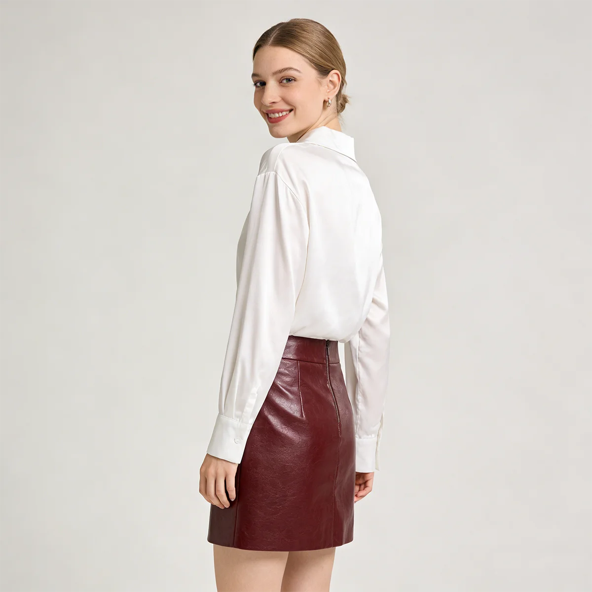 Women's Shirts & Blouses Spring Autumn New Long Sleeve Button Up White Satin Top Thin Office Lady Work Wear Female Clothing Hot