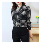 Shirts for Women in Spring Autumn New Style Printed Satin Stylish Slim Fashion Commuting Simple