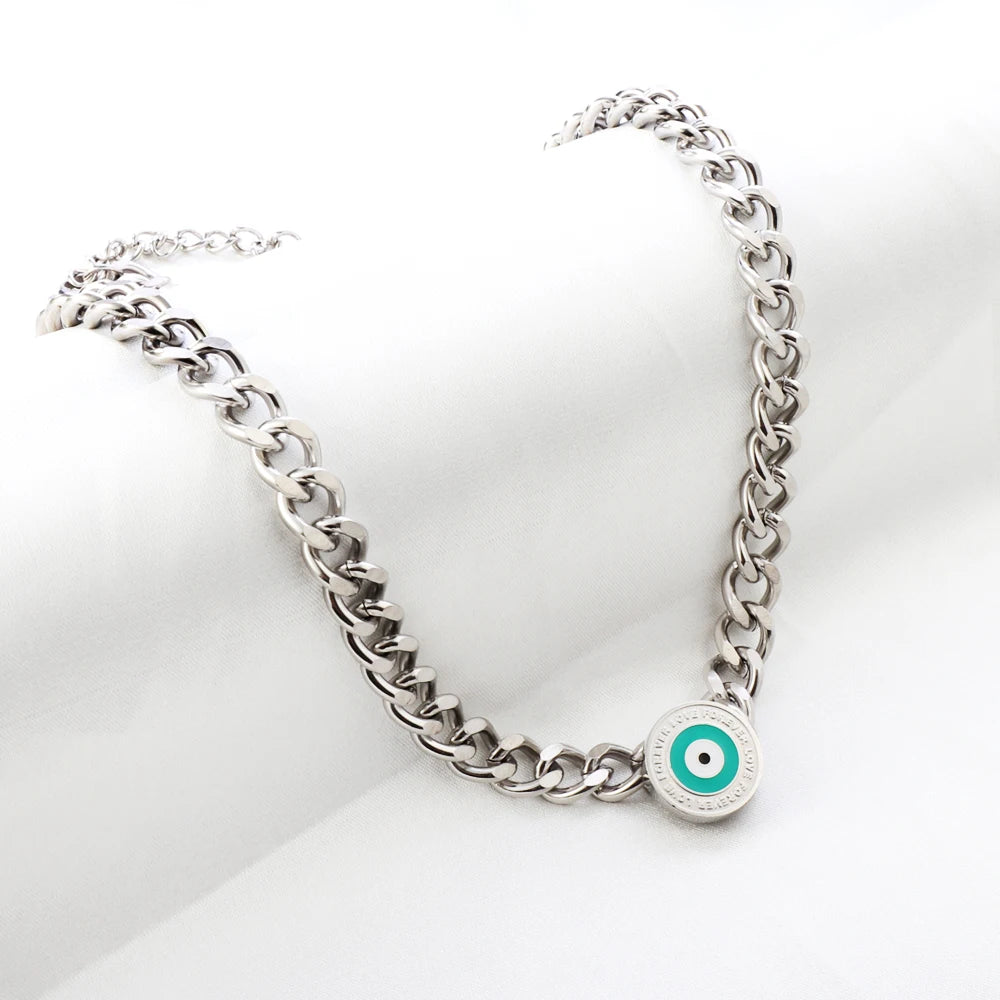 Evil Eye Pendant Necklaces For Women Girls Trending Gold Plated Layer Chain Choker Necklace Jewelry Birthday Gifts Free Shipping