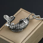 Fortune Koi Fish Necklace for Men Women Good Luck Wealth Retro Jumping Carp Pendant Stainless Steel Jewelry Best Gifts