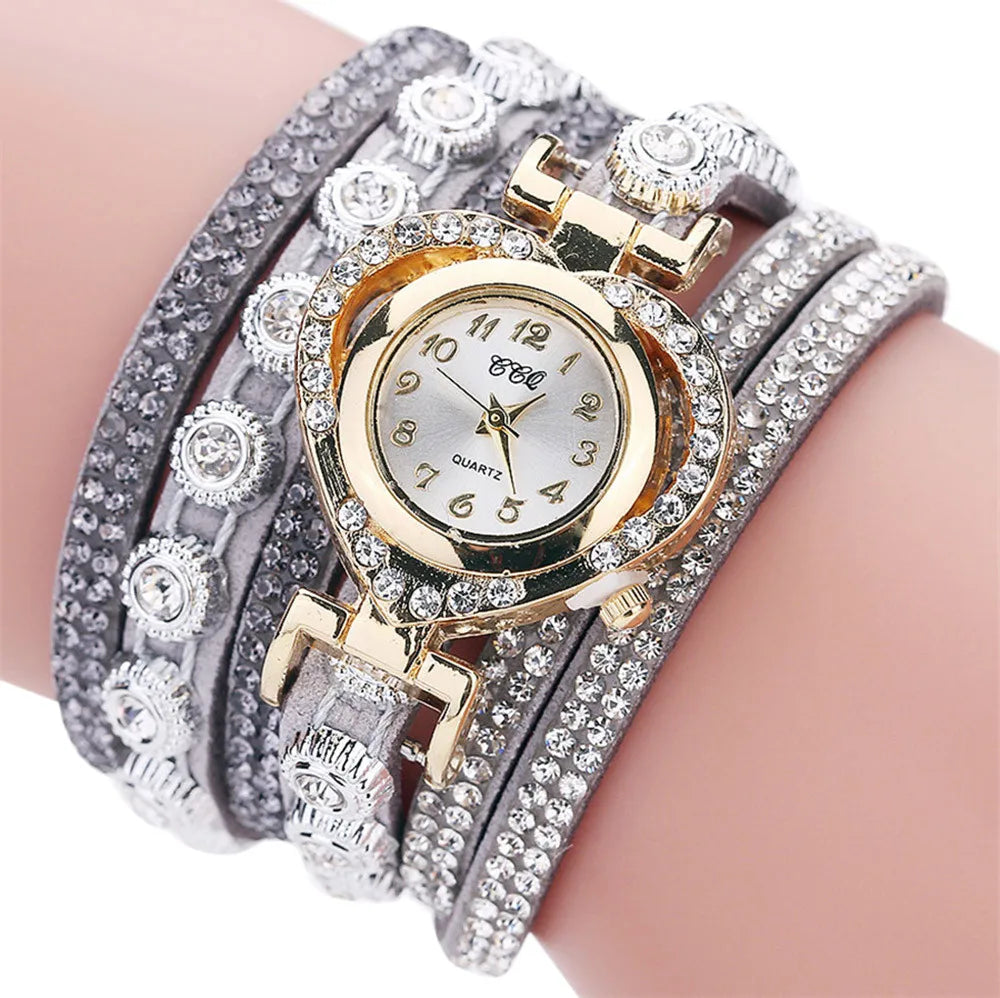 Gorgeous Women'S Diamond Inlaid Watch Retro Sparkling Crystal Bracelet Multiple Exquisite Dials Simulated Quartz Watch For Women