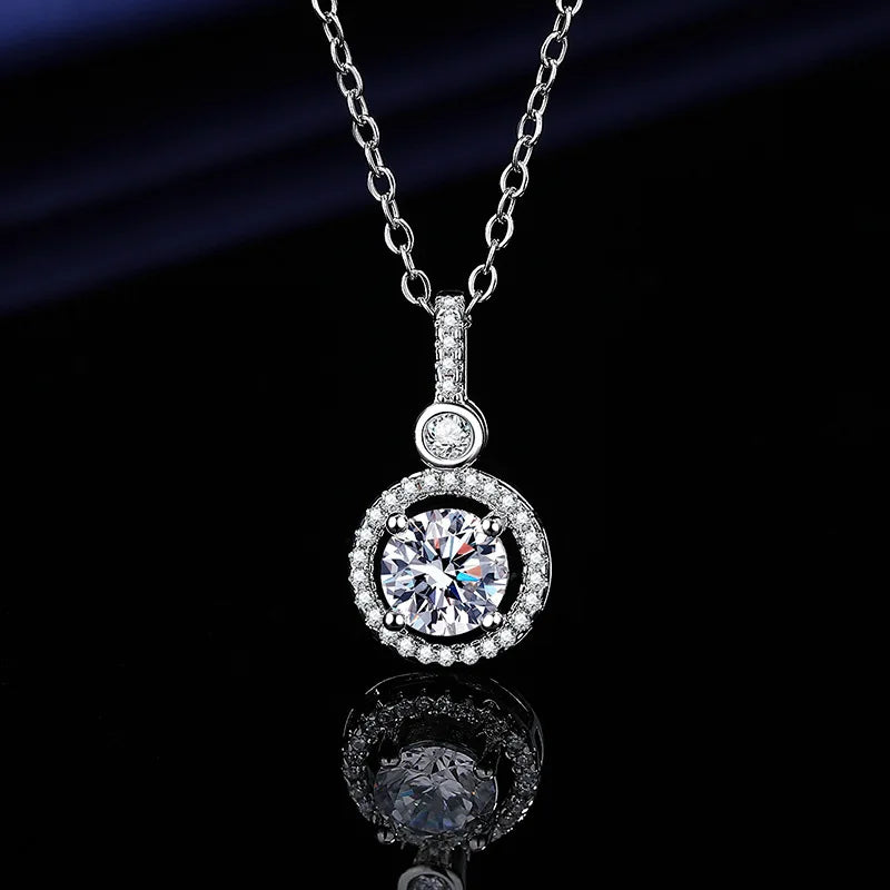 Necklace For Women 100% Sterling S925 Silver With White Gold Plated Lab Diamond Jewelry Wedding Pendant Zircom