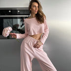 Fashion Knitted Female Pajamas Set Home Clothes Breathable Simple Comfortable Sleepwear Lounge Wear Elegant Casual Pyjamas Suit