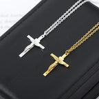 Cross Necklace 18K Gold Plated Religious Pendant Unisex Church Jewelry Gift Hypoallergenic Non-Fading Chain