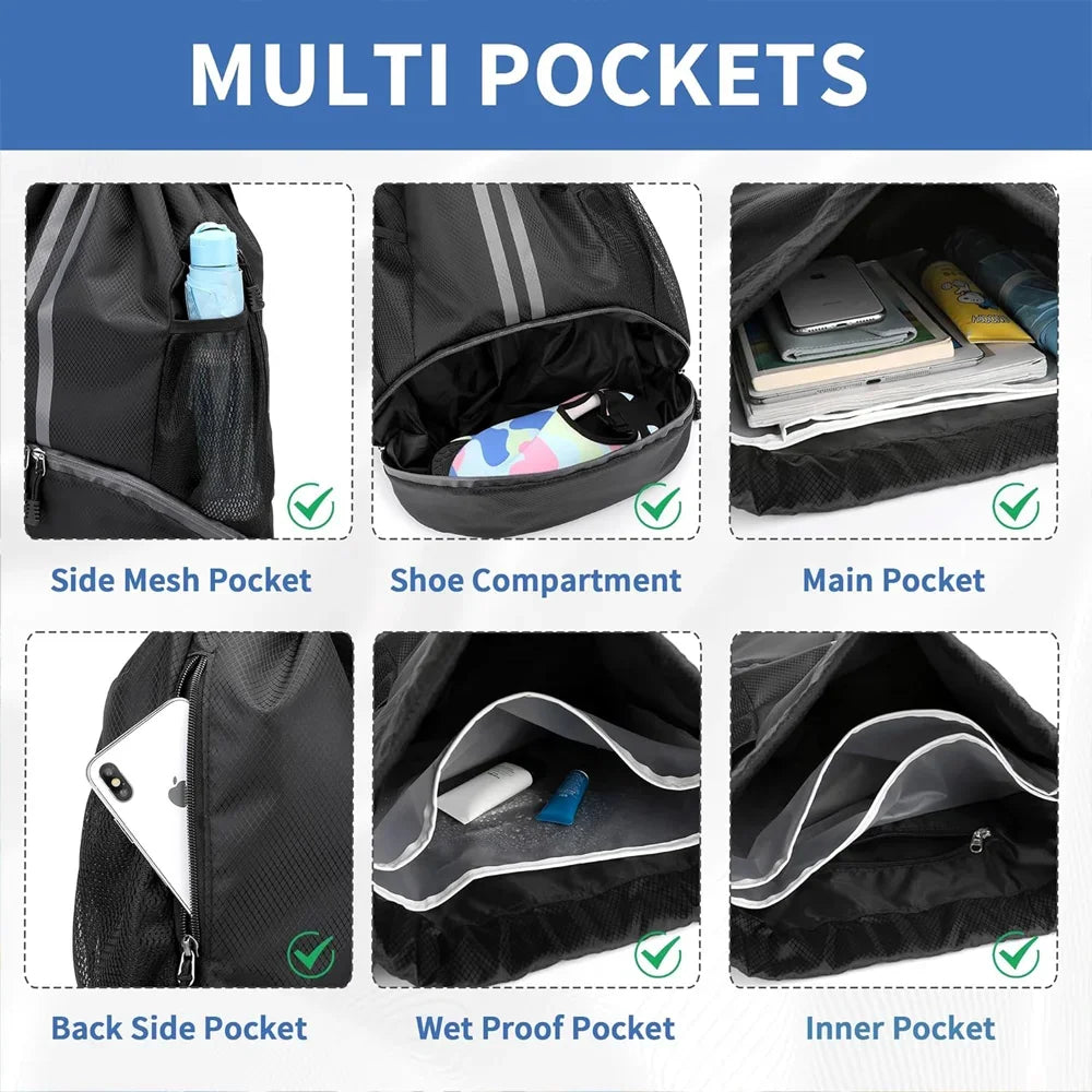 Men's Backpacks drawstring bag Women's School Backpack Female Travel Bag College Teenage Youth Backpacks Sports Storage Backpack