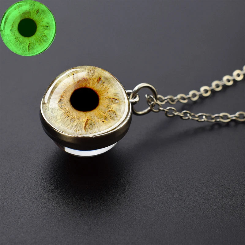 Evil Eye Necklace Charming Blue Violet Green Human Eye Necklaces for Men Women Glass Ball Pendant Chains Jewelry Halloween Gift