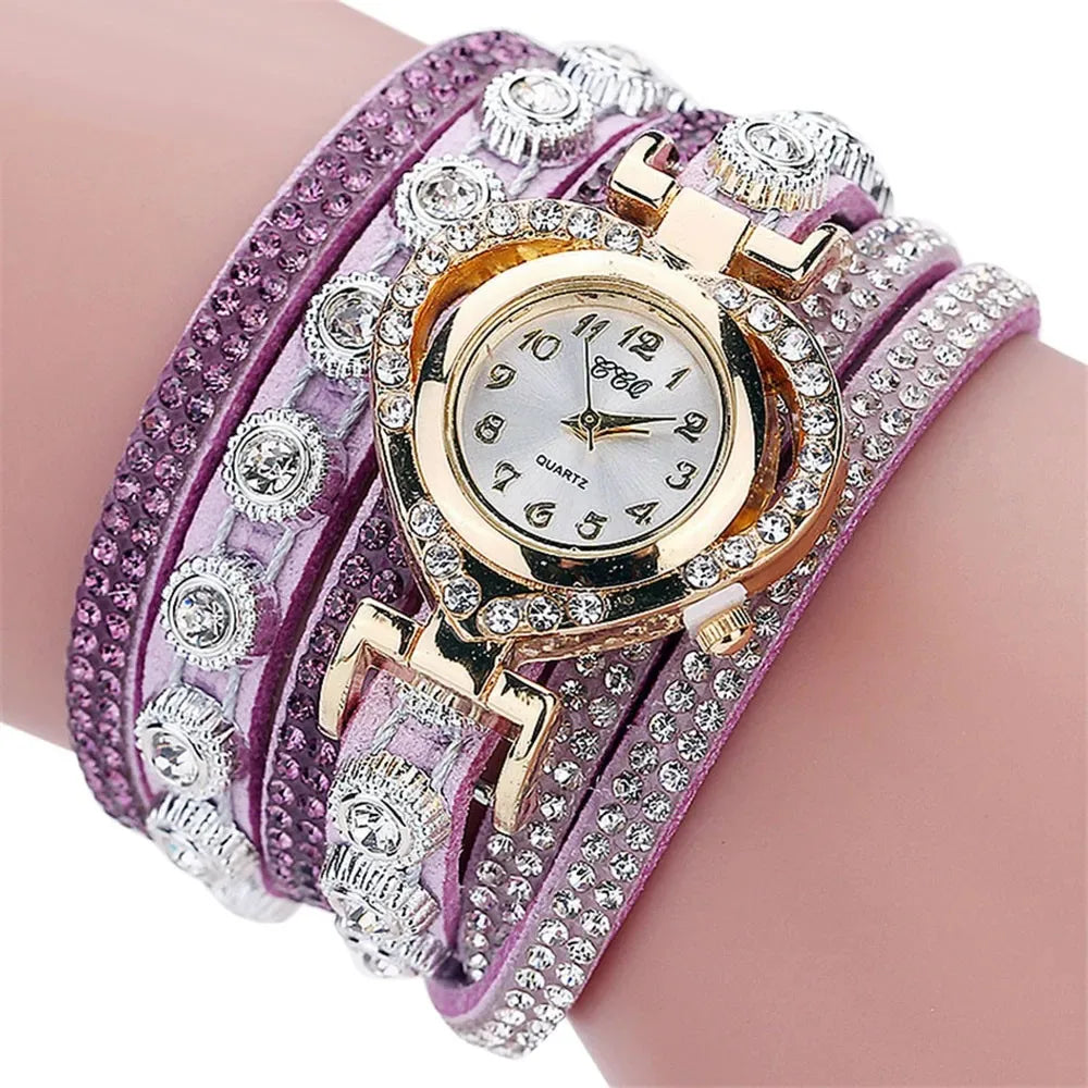 Gorgeous Women'S Diamond Inlaid Watch Retro Sparkling Crystal Bracelet Multiple Exquisite Dials Simulated Quartz Watch For Women