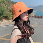 Double-sided Wear Women Bucket Hat Korean Fashion Letter Print Fisherman Hats For Girl Summer Outdoor Beach Basin Cap