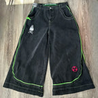 Jeans Spring and Autumn European and American Wide-leg Loose Alien Pattern Trousers 2025 New High Street Trend Hip-hop Men