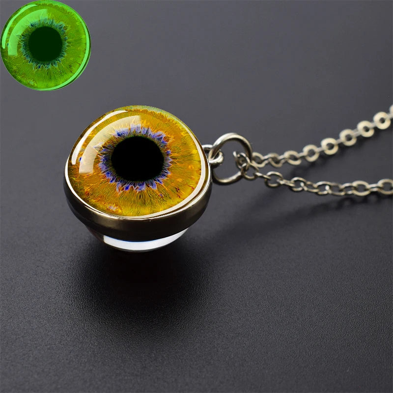 Evil Eye Necklace Charming Blue Violet Green Human Eye Necklaces for Men Women Glass Ball Pendant Chains Jewelry Halloween Gift