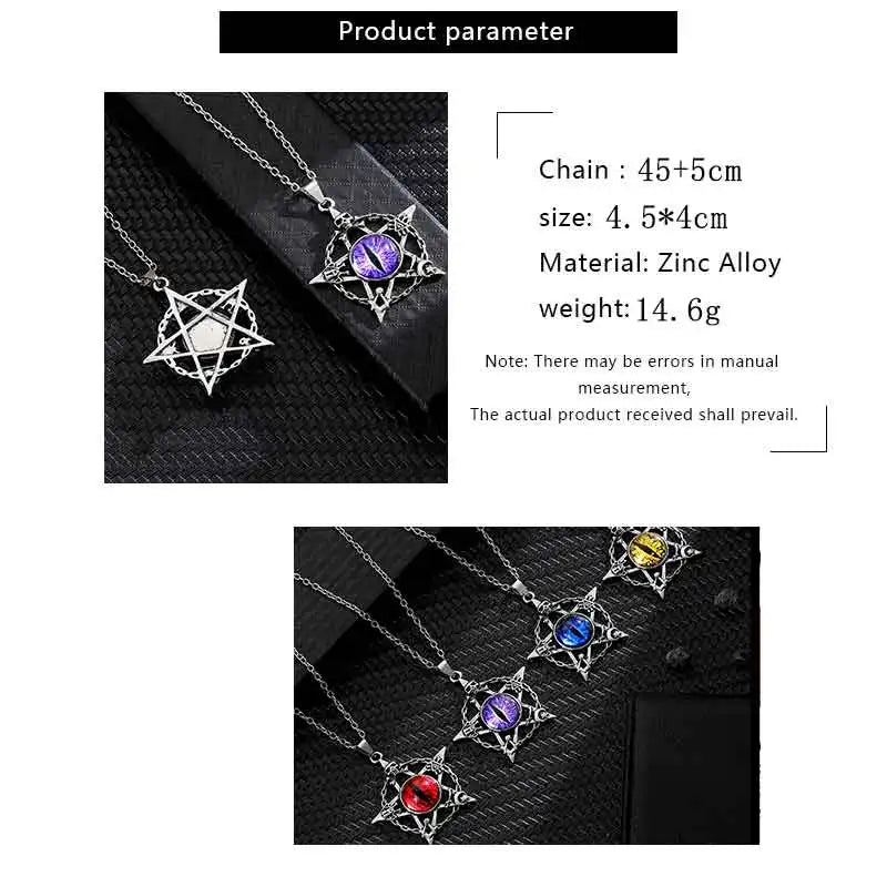 Antique Evil Eye Pendant Necklace For Women Men Creative Punk Hollow Star Colorful Eyeball Connect Choker Chain Jewelry Gifts