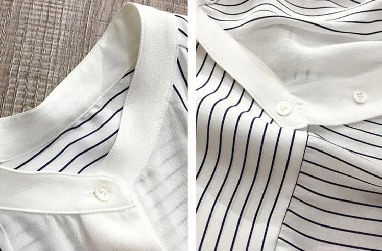 Shirts & Blouses For Women Striped Thin Style Woman Top Button Up Novelty 2025 Cute And Elegant Basic Premium Promotion Xl