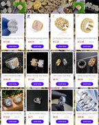 Hip Hop Iced out Diamond Round Ring Full Pave Big Circle Honeycomb Brilliant Cut CZ Brass Rings Jewelry Men Women Gift