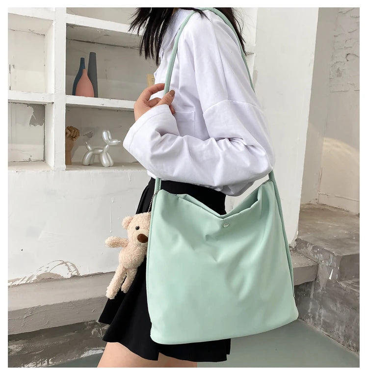 Simple Casual Women's Tote Bags New Large Capacity Commute Shopping One Shoulder Bags Trend All-matched Handheld Cloth Bags