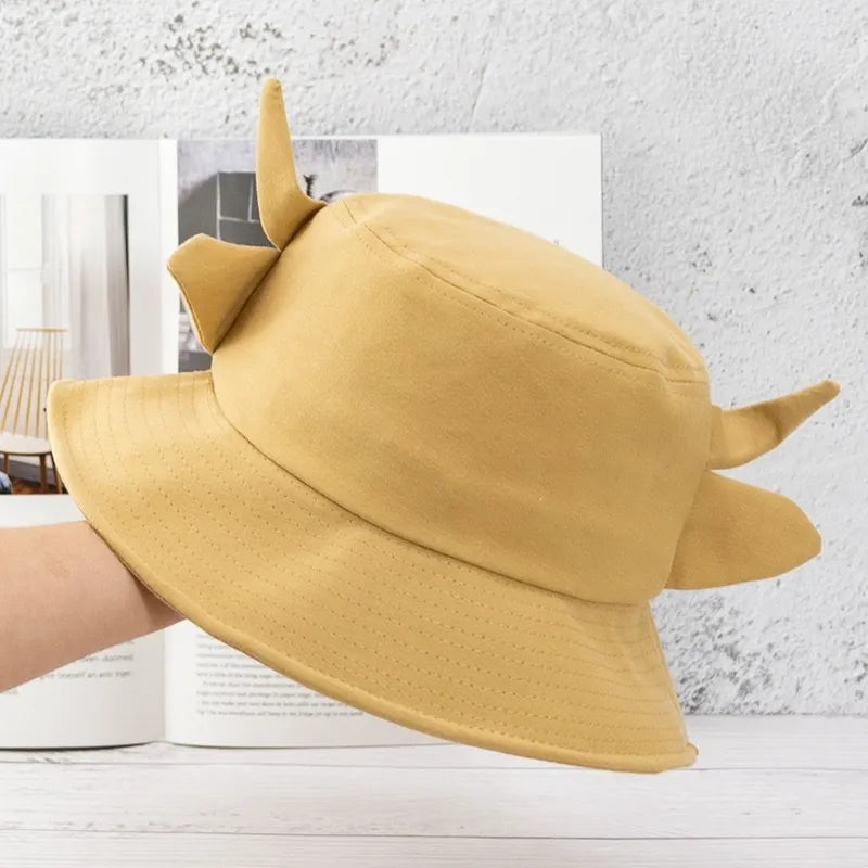 New Bucket Hats for Women Horns Cow Pattern Fashion Fisherman's hat Four Seasons Sun Hat Outdoor Beach Cap Bob Ladies Panama Hat
