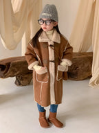 Girls Coat Melard Coat Children New Winter Thickened Foreign Air Long Coat Female Treasure Fur One Coat