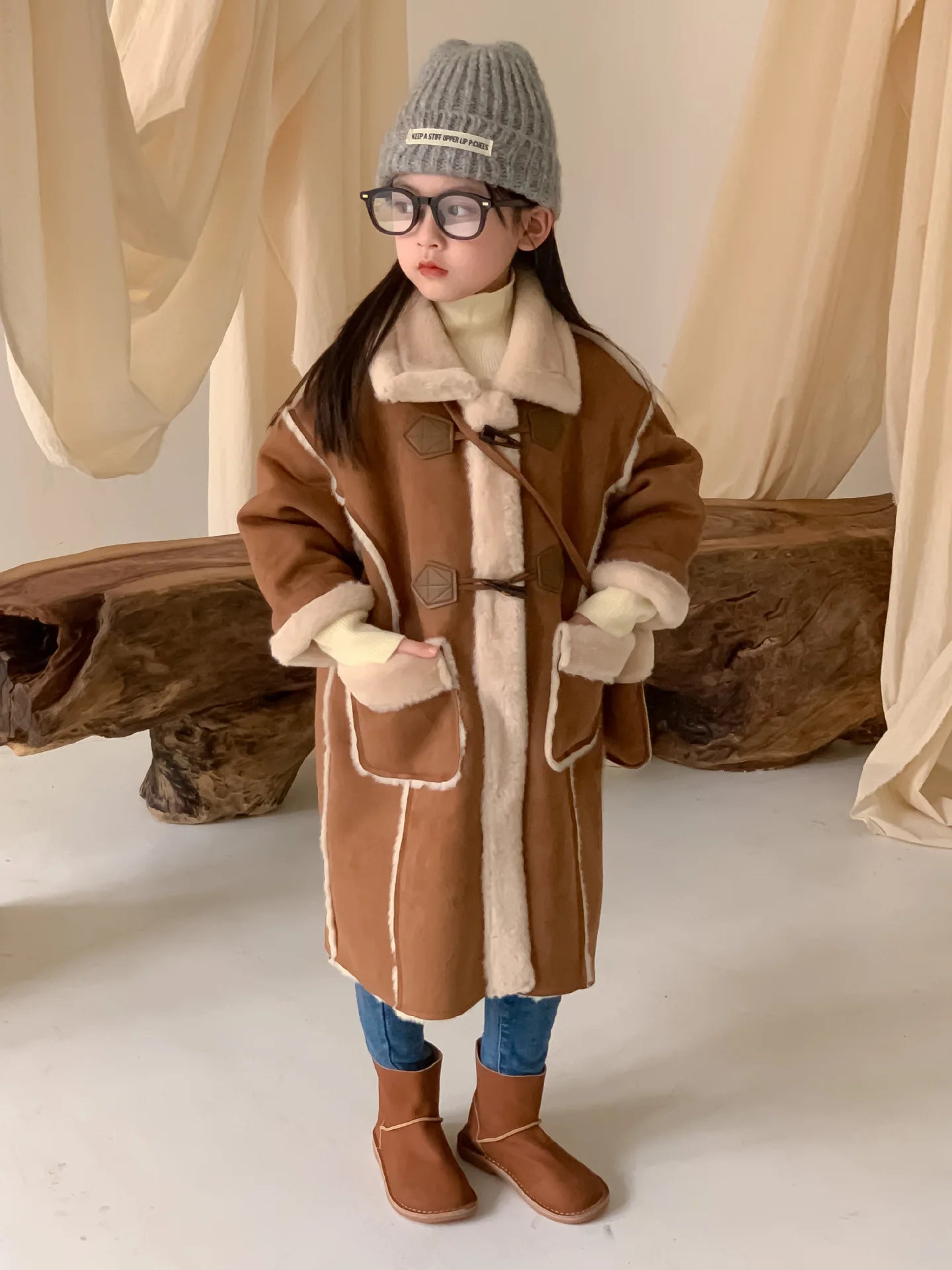 Girls Coat Melard Coat Children New Winter Thickened Foreign Air Long Coat Female Treasure Fur One Coat