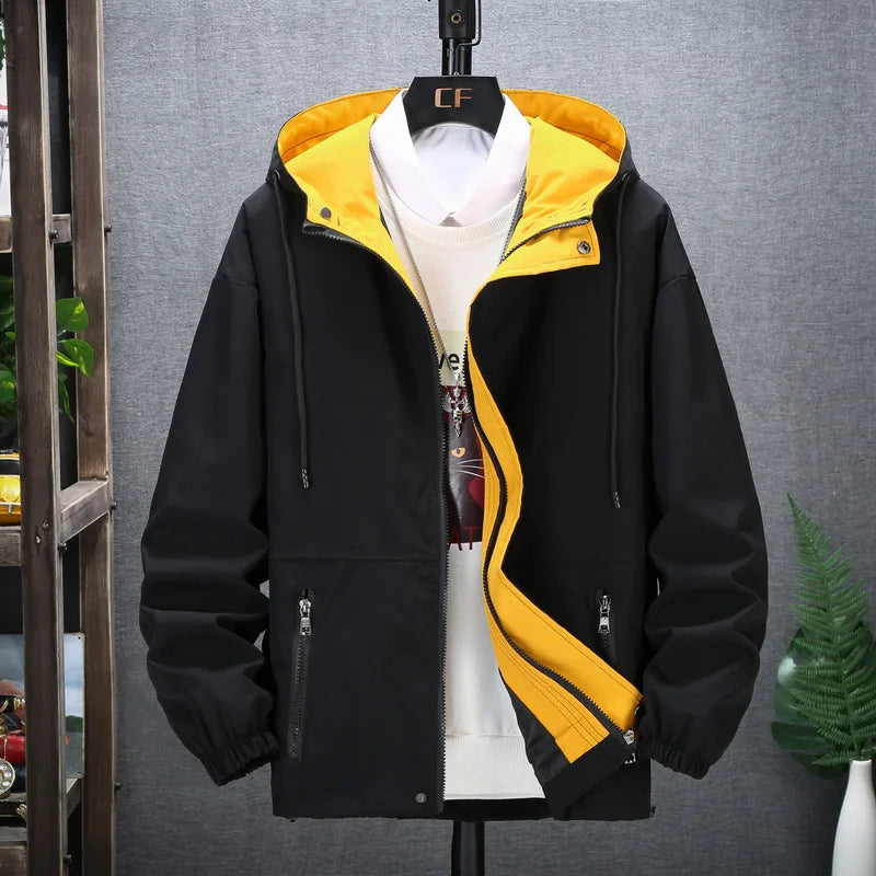 Hooded Windbreaker Man 8XL 7XL Japanese Casual Blouson Jaket Hoodies Black Male Plus Size 6XL Bomber Spring Autumn Clothes Coats