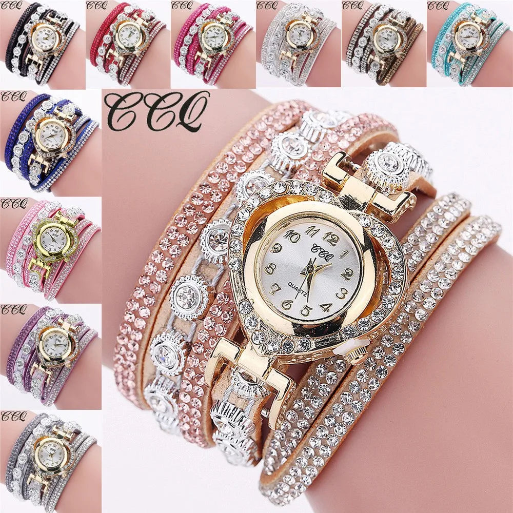 Gorgeous Women'S Diamond Inlaid Watch Retro Sparkling Crystal Bracelet Multiple Exquisite Dials Simulated Quartz Watch For Women
