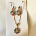 Elegant Turkish Jewellery Set Pear Jewelry White Crystal Green Wedding Necklace Earring Sets For Women Bohemian Ladies Bijoux