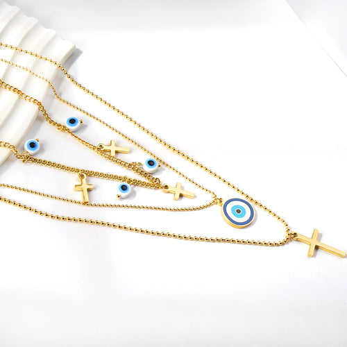 Evil Eye Pendant Necklaces For Women Girls Trending Gold Plated Layer Chain Choker Necklace Jewelry Birthday Gifts Free Shipping