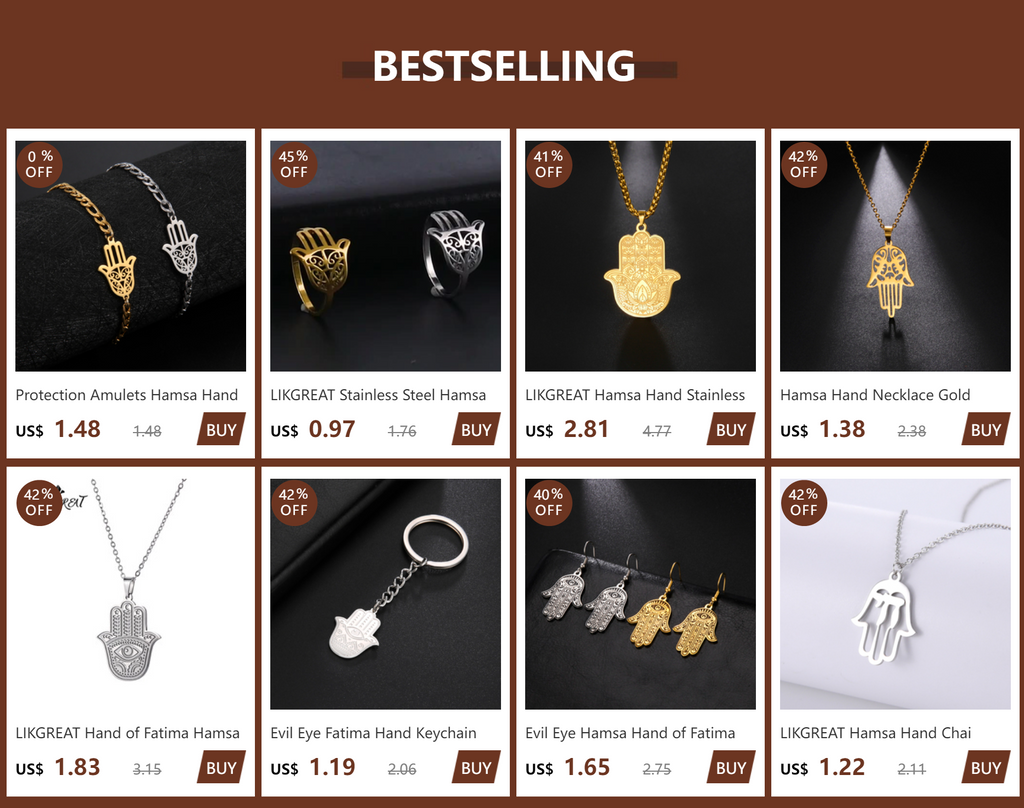 LIKGREAT Hand of Fatima Hamsa Pendant Necklace for Women Stainless Steel Classic Evil Eye Charms Choker Jewelry Gifts