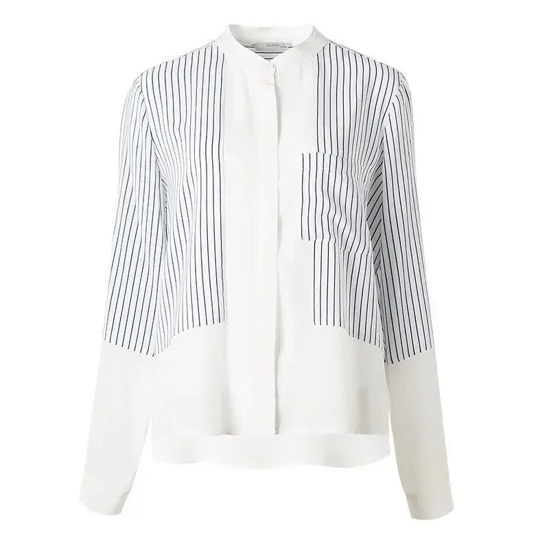 Shirts & Blouses For Women Striped Thin Style Woman Top Button Up Novelty 2025 Cute And Elegant Basic Premium Promotion Xl