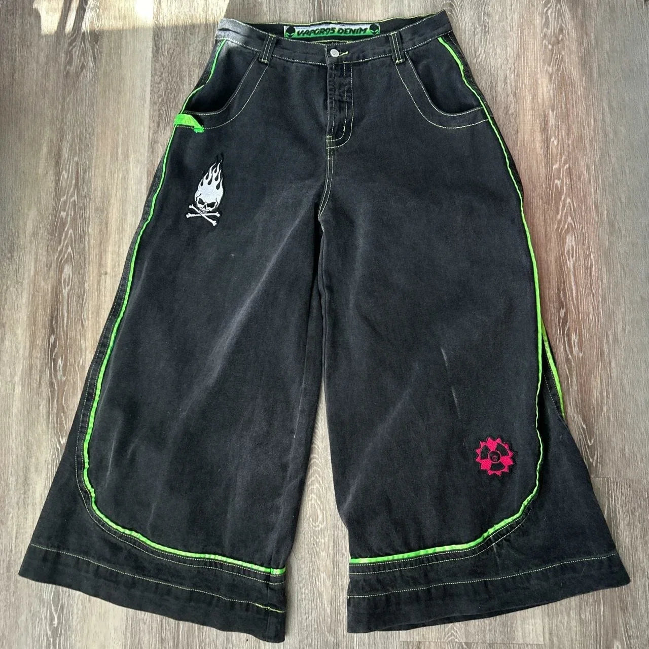 Jeans Spring and Autumn European and American Wide-leg Loose Alien Pattern Trousers 2025 New High Street Trend Hip-hop Men