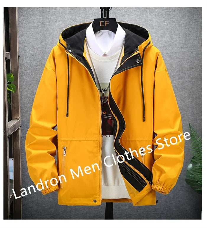 Hooded Windbreaker Man 8XL 7XL Japanese Casual Blouson Jaket Hoodies Black Male Plus Size 6XL Bomber Spring Autumn Clothes Coats