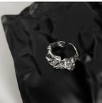 Irregular Pleated Ring for Women Men Open Adjustable Rings Wide Trendy Finger Rings Y2K Accessories Fashion Punk Jewelry