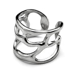 Irregular Hollow Ring For Women Metal Texture Waterproof Daily Simple Stylish Silver Color Rings Stainless Steel Finger Jewelry