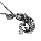 Fortune Koi Fish Necklace for Men Women Good Luck Wealth Retro Jumping Carp Pendant Stainless Steel Jewelry Best Gifts